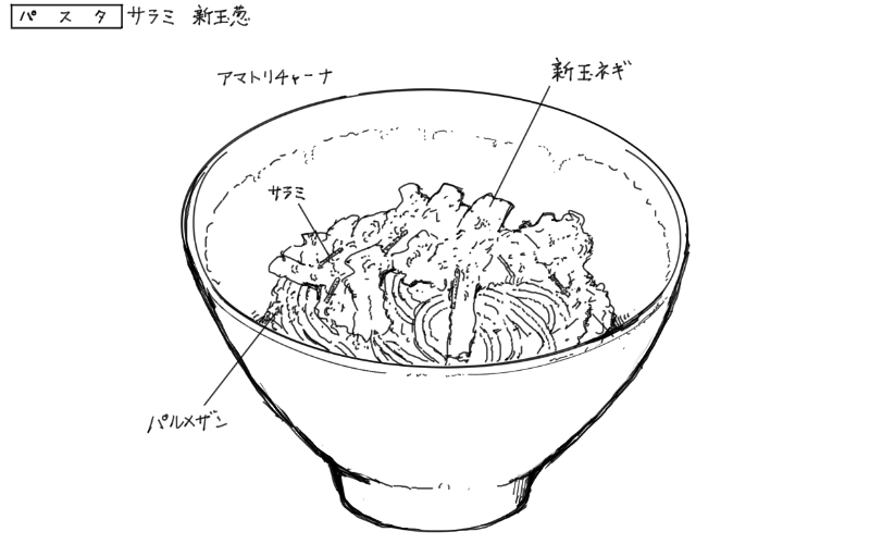 アマトリチャーナのスケッチ