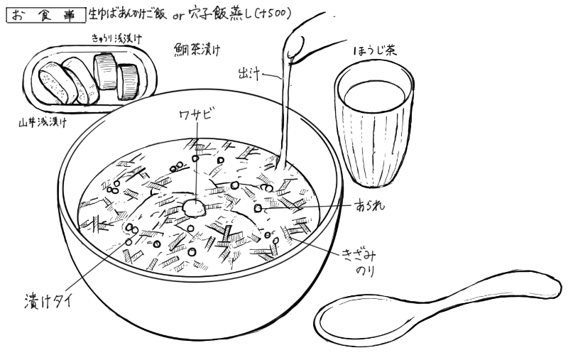 鯛茶漬けのスケッチ