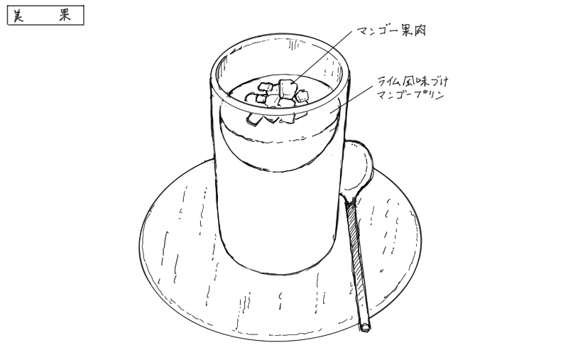 マンゴープリンのスケッチ