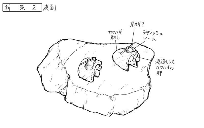 カワハギの刺しラディッシュソースのスケッチ