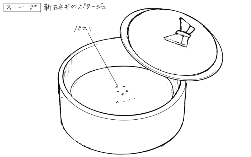 新玉ねぎのポタージュのスケッチ