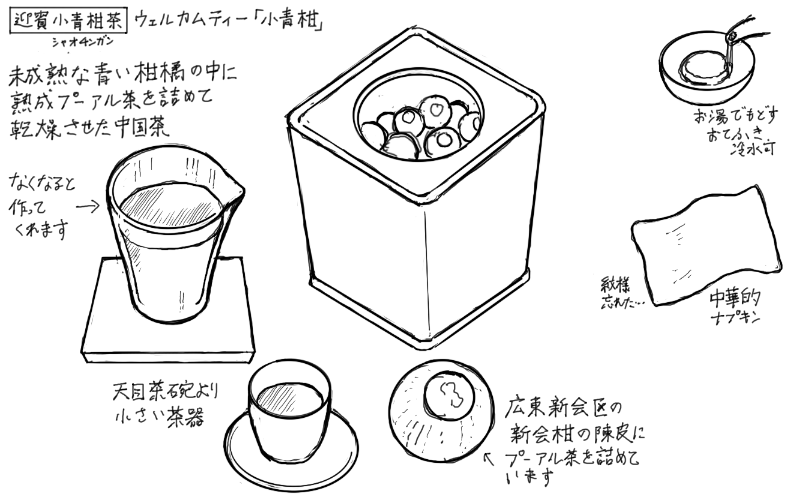 ウェルカムティー「小青柑(シャオチンガン)」のスケッチ
