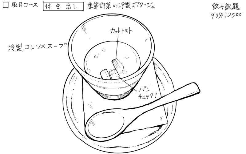 冷製コンソメスープのスケッチ