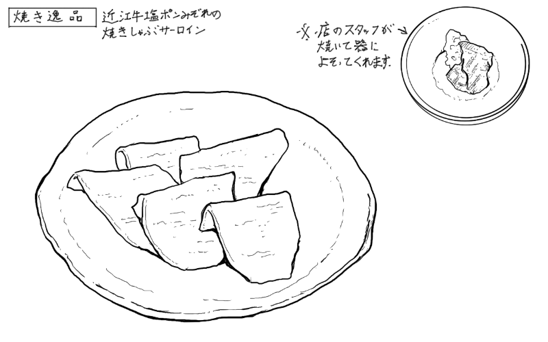 近江牛塩ポンみぞれの焼きしゃぶサーロインのスケッチ