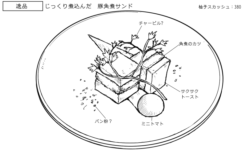2026年2月17日肉懐石秀吉の料理スケッチ