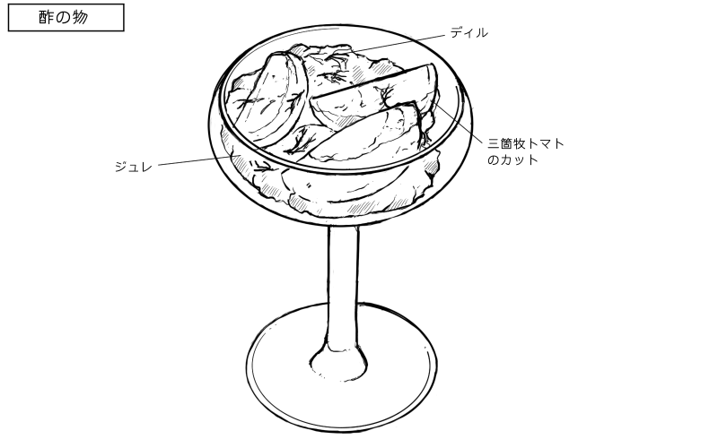 三箇牧トマトとディルのジュレのスケッチ