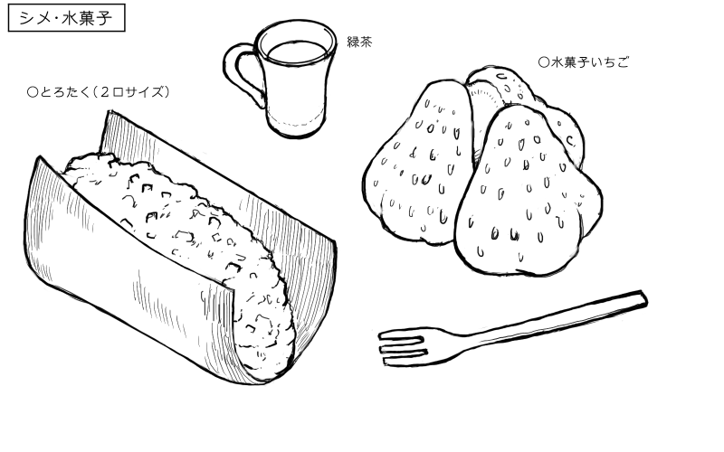 トロたく、いちごのスケッチ