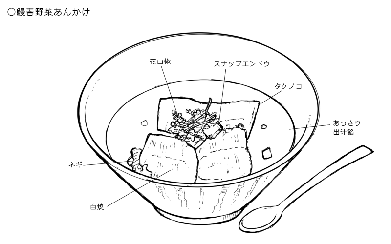 鰻春野菜あんかけのスケッチ