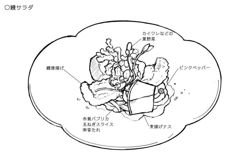 鰻サラダのスケッチ
